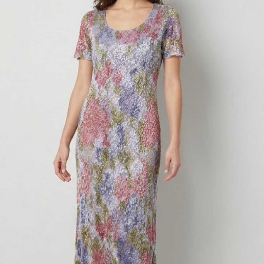 Vintage 90s Helene Blake Floral Maxi Dress 16